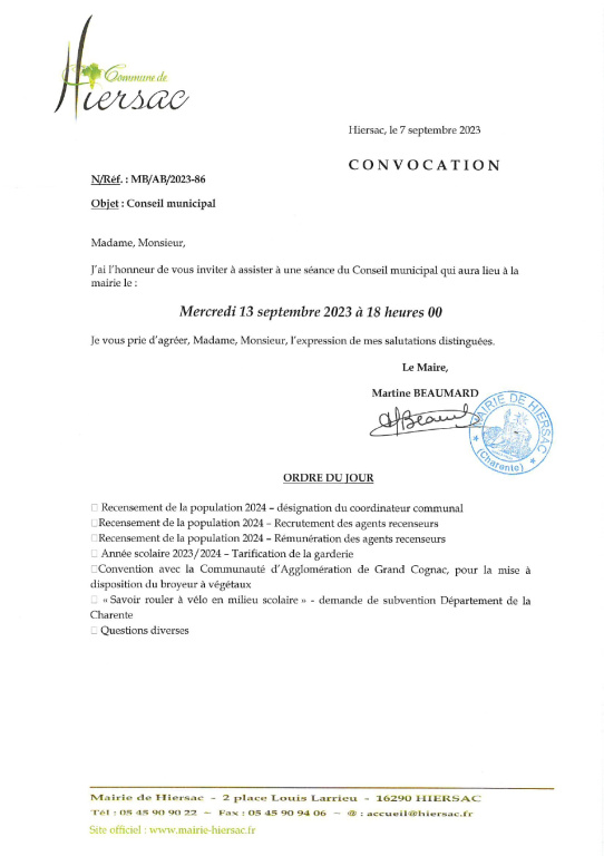  Prochain Conseil municipal